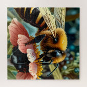 Schattigee Honney Bee op een Bloem Verzamelend Pol Legpuzzel (Horizontaal)