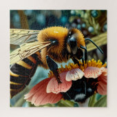 Schattigee Honney Bee op een Bloem Verzamelend Pol Legpuzzel (Verticaal)