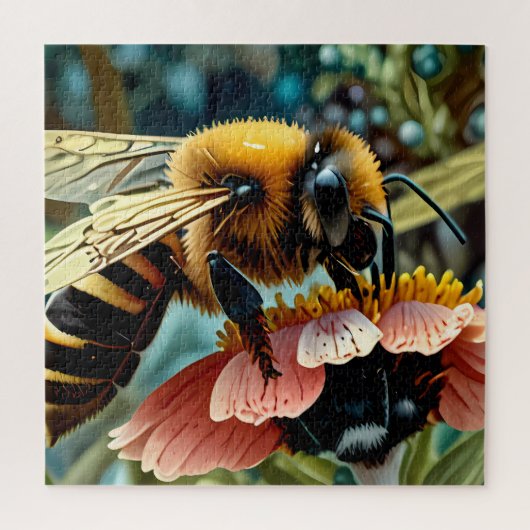 Schattigee Honney Bee op een Bloem Verzamelend Pol Legpuzzel (Verticaal)