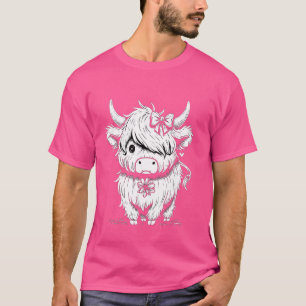 Schattigee Hoogland Koe Boerderij Meisje Schotse H T-shirt