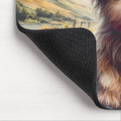 Schattigee hoogland Koe en zonnebloemen met naam Muismat (Hoek)