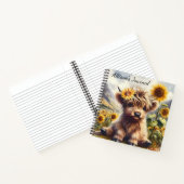 Schattigee hoogland Koe en zonnebloemen Notitieboek (Binnen)