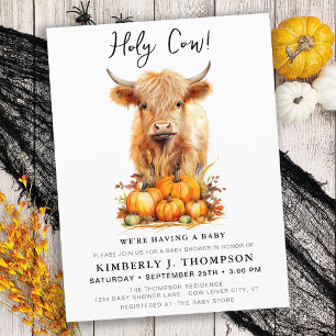 Schattigee Hoogland Koe Herfst Baby shower Invitat Briefkaart
