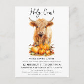 Schattigee Hoogland Koe Herfst Baby shower Invitat Briefkaart (Voorkant)