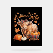 Schattigee Hoogland Koe Herfst Herfst Girly Thanks Acryl Bord (Voorkant)
