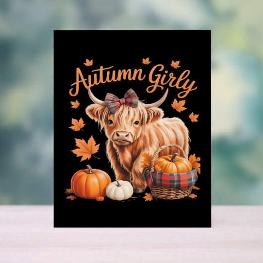 Schattigee Hoogland Koe Herfst Herfst Girly Thanks Acryl Bord (Neutraal)