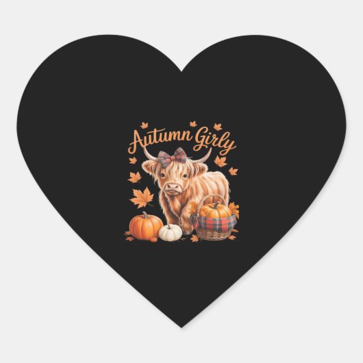 Schattigee Hoogland Koe Herfst Herfst Girly Thanks Hart Sticker (Voorkant)