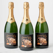 Schattigee Hoogland Koe Herfst Herfst Girly Thanks Sparkling Wijnetiket (Flessen)