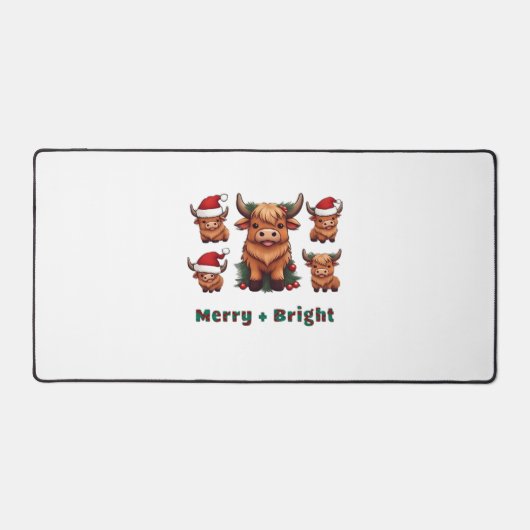 Schattigee Hoogland Koe Kerst vrolijk en helder, S Bureaumat (Voorkant)