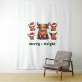 Schattigee Hoogland Koe Kerst vrolijk en helder, S Wandkleed (In situ)
