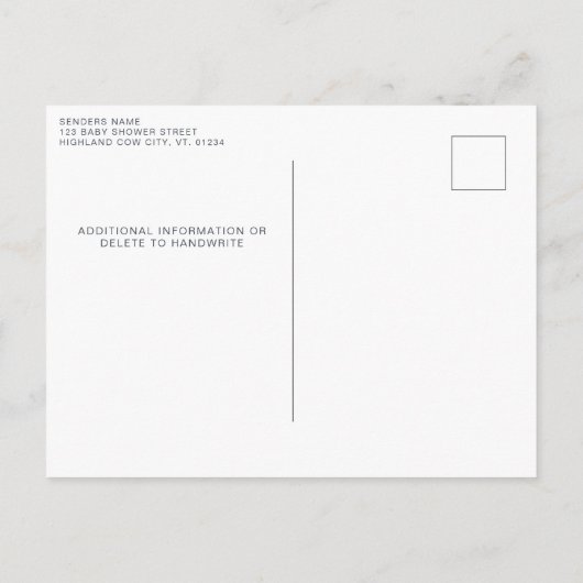 Schattigee Hoogland Koe Modern Eucalyptus Baby sho Uitnodiging Briefkaart (Achterkant)