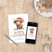 Schattigee Hoogland Koe Naam Vrolijk Kerstfeest Feestdagenkaart