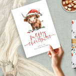 Schattigee Hoogland Koe Naam Vrolijk Kerstfeest Feestdagenkaart<br><div class="desc">Schattigee Highland Koe naam vrolijk kerstfeest. Digitaal beschikbaar en geprint. Feestelijke schattigheid voor uw vakantiewensen,  met dit leuke ontwerp met een lieve hoogland koe in zijn Santa hat. Vrolijk kerstfeest is in een set modern script en gemakkelijk personaliseren uw begroeting en naam eronder.</div>