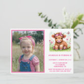 Schattigee Hoogland Koe Vlinder Foto Verjaardagsfe Kaart (Staand voorkant)