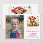 Schattigee Hoogland Koe Vlinder Foto Verjaardagsfe Kaart (Voorkant / Achterkant)