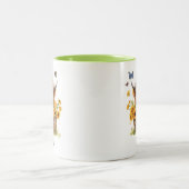 Schattigee Hoogland Koe Zonnebloemen Bloemenvlinde Tweekleurige Koffiemok (Center)