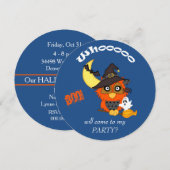 Schattigee Hoot Owl Halloween-feestuitnodiging Kaart (Voorkant / Achterkant)