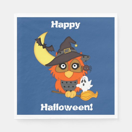Schattigee Hoot Owl Halloween Servet (Voorkant)