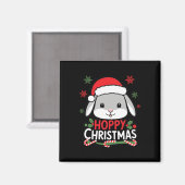 Schattigee Hoppy Christmas Bunny Lovers Rabbit Hol Magneet (Voorkant / Achterkant)
