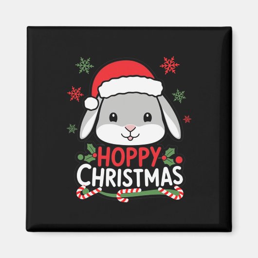 Schattigee Hoppy Christmas Bunny Lovers Rabbit Hol Magneet (Voorkant)