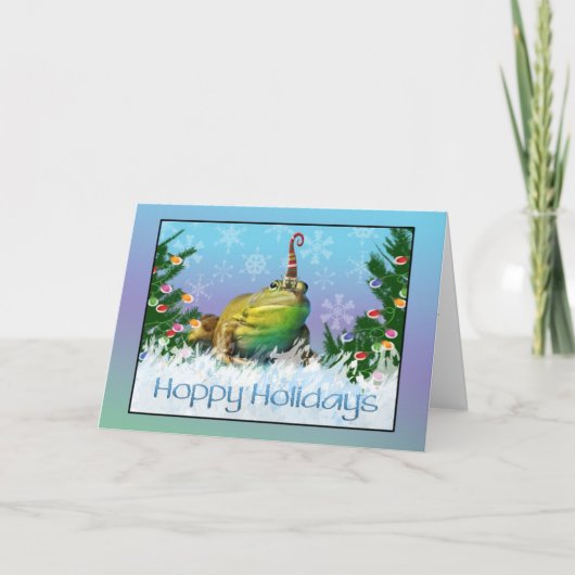 Schattigee Hoppy Holiday Frog Kaart (Voorkant)