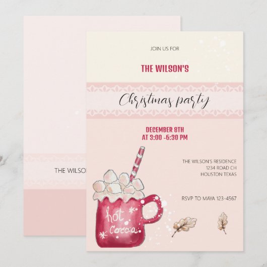 Schattigee Hot Cocoa Mok Illustratie Waterverf Art Kaart (Voorkant / Achterkant)