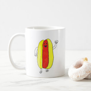Schattigee Hot Dog Kawaii Geel Rood Voedsel Koffiemok