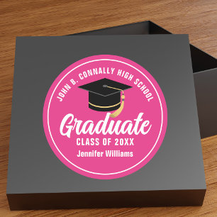 Schattigee Hot Pink Afstuderen Custom 2025 Afstude Ronde Sticker
