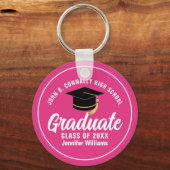 Schattigee Hot Pink Afstuderen Custom 2025 Afstude Sleutelhanger (Voorkant)