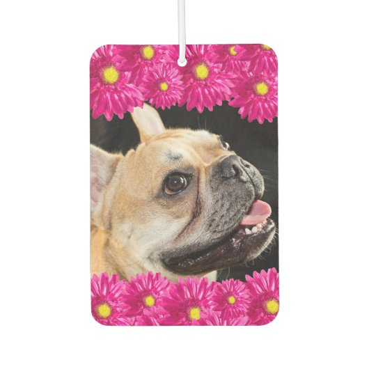 Schattigee Hot Pink Daisy Custom Foto Auto Luchtverfrisser (Voorkant)