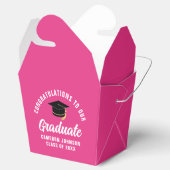 Schattigee Hot Pink Graduation Party Gepersonalise Bedankdoosjes (Geopend)