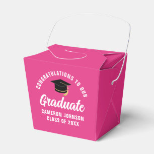 Schattigee Hot Pink Graduation Party Gepersonalise Bedankdoosjes