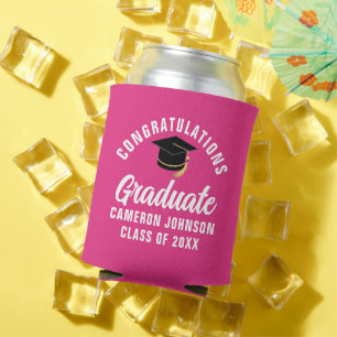 Schattigee Hot Pink Graduation Party Gepersonalise Blikjeskoeler