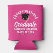 Schattigee Hot Pink Graduation Party Gepersonalise Blikjeskoeler (Achterkant)
