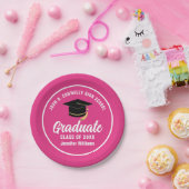 Schattigee Hot Pink Graduation Party Gepersonalise Papieren Bordje (Feest)