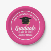Schattigee Hot Pink Graduation Party Gepersonalise Papieren Bordje (Voorkant)