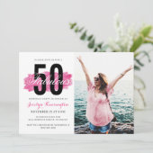 Schattigee Hot Pink Waterverf 50ste Verjaardag Par Kaart (Staand voorkant)