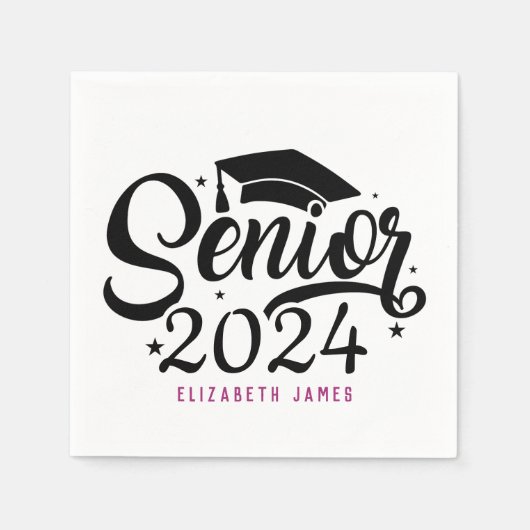 Schattigee Hot roze belettering senior servetten (Voorkant)