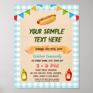 Schattigee Hotdog thema flyer Poster