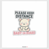 Schattigee ‘Houd afstand – Baby aan boord’ auto Sticker (Vel)