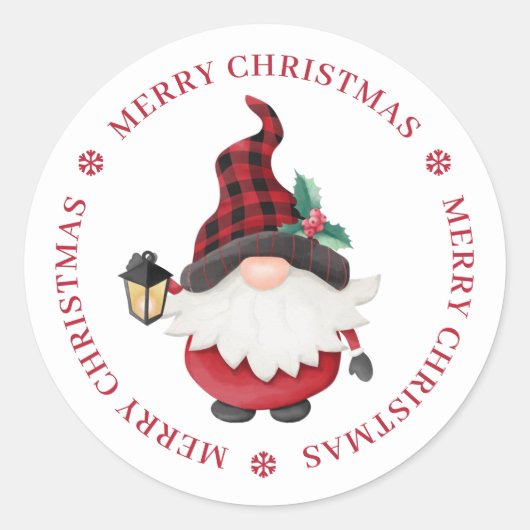 Schattigee houthakker kerstgnoom gepersonaliseerd ronde sticker (Voorkant)