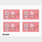 Schattigee Hugs&Kisses XOXO Roze Liefde in Valenti Rechthoekige Sticker (Vel)