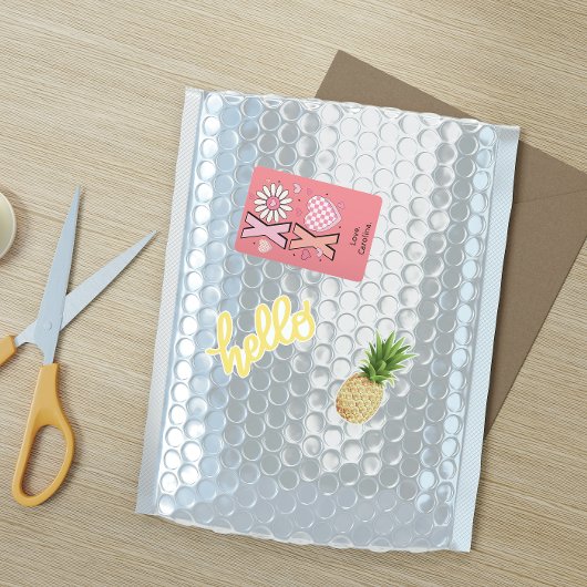 Schattigee Hugs&Kisses XOXO Roze Liefde in Valenti Rechthoekige Sticker