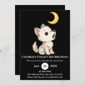 Schattigee huilende wolf onder maanuitnodiging kaart (Voorkant / Achterkant)