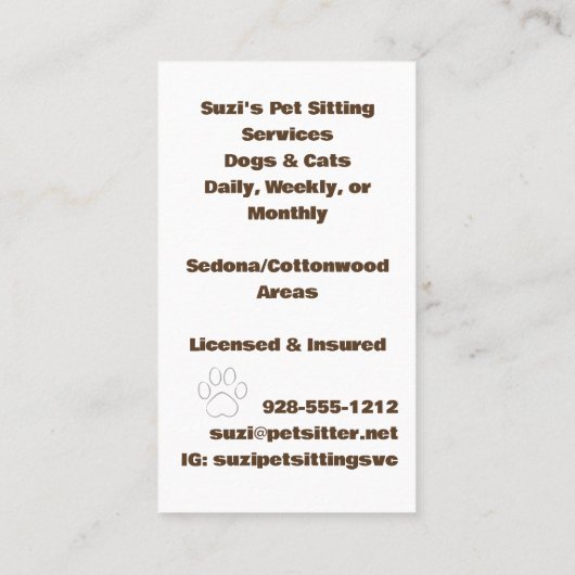 Schattigee Huisdier Zittende Hond Kat QR Code Visitekaartje (Achterkant)