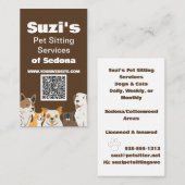 Schattigee Huisdier Zittende Hond Kat QR Code Visitekaartje (Voorkant / Achterkant)