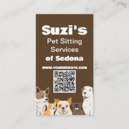 Schattigee Huisdier Zittende Hond Kat QR Code Visitekaartje