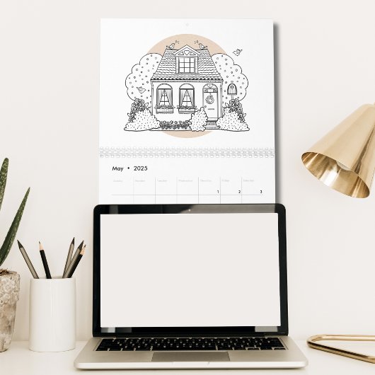 Schattigee huisjes elk jaar kleur je eigen kalender