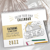 Schattigee huisjes elk jaar kleur je eigen kalender