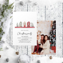Schattigee huizen Foto Kerstfeest Uitnodiging